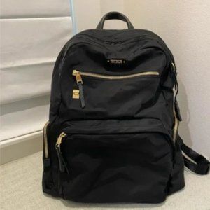 Tumi Black Nylon Backpack with Gold Hardware